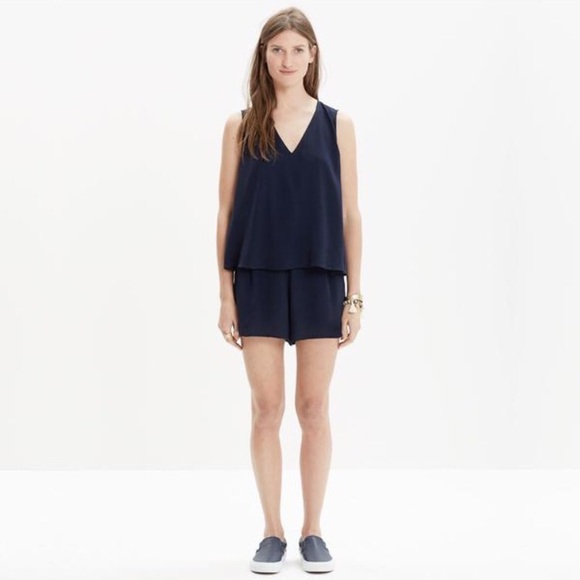 Madewell Pants - Madewell Overlay Romper in Navy Blue